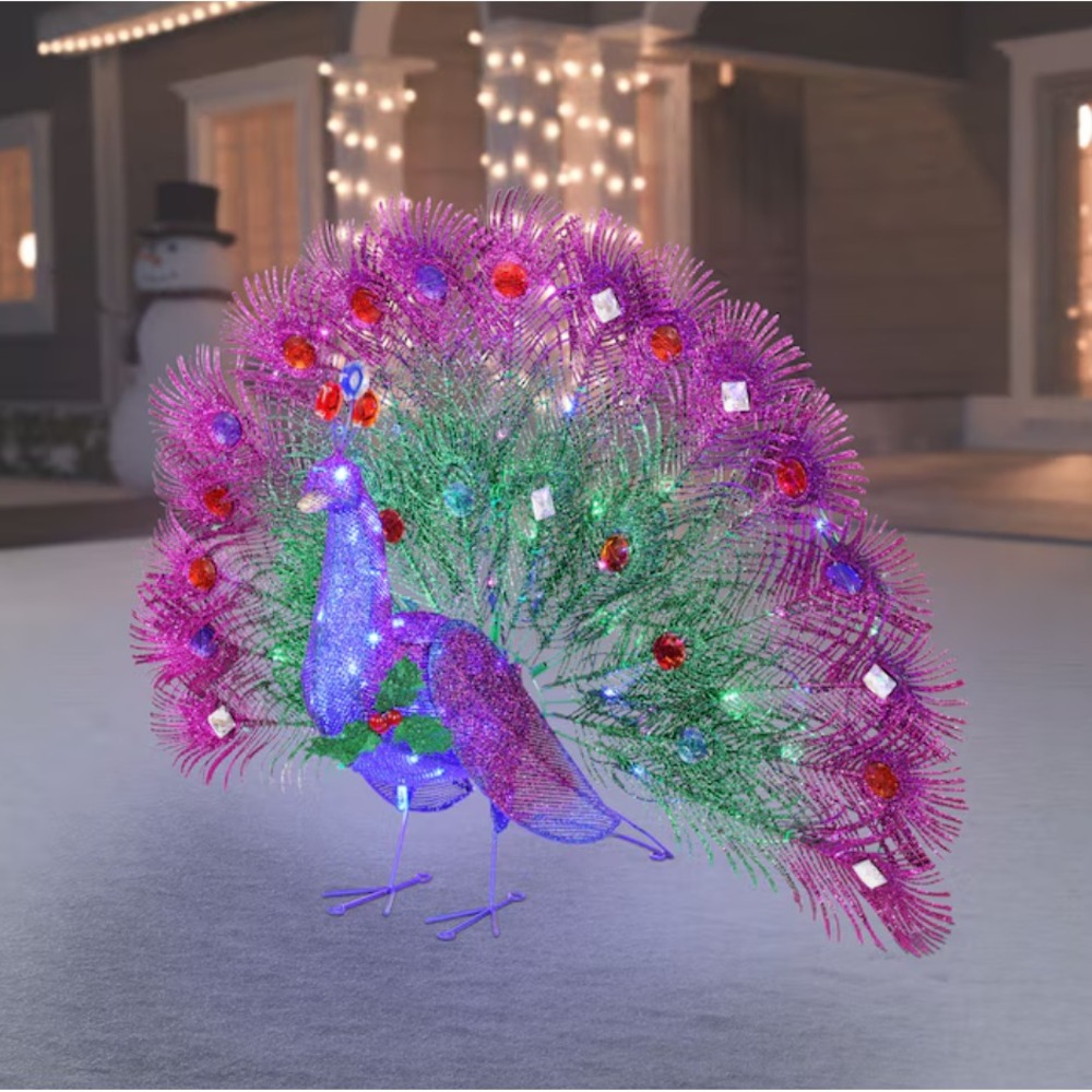 Holiday Living Lighted Peacock Christmas Yard Art Decoration LED Multicolor 24in